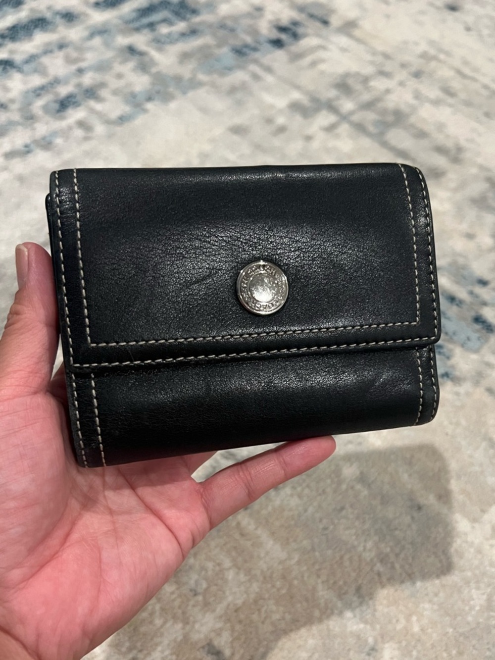 Coach Black Leather Trifold Wallet